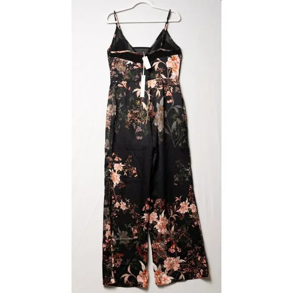 Adelyn Rae Rosanna Anthropologie Black Floral Jumpsuit Large L NWT $178 MSRP - Picture 4 of 5